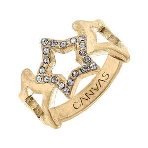 NEW CANVAS STYLE women's pavé celestial star ring in worn gold